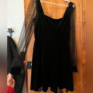 Dillard’s Black Velvet Polka Dot Dress